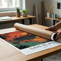 San Blas Poster - Panama Travel Art - Tropical Island Sunset Home Decor