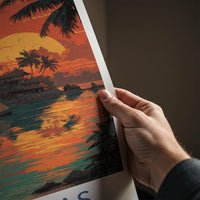 San Blas Poster - Panama Travel Art - Tropical Island Sunset Home Decor