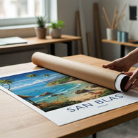 San Blas Poster - Panama Travel Art - Tropical Island Village Wall Decor