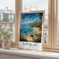 San Blas Poster - Panama Travel Art - Tropical Island Village Wall Decor
