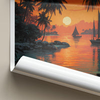 San Blas Poster - Panama Travel Art - Tropical Sunset Sail Wall Decor