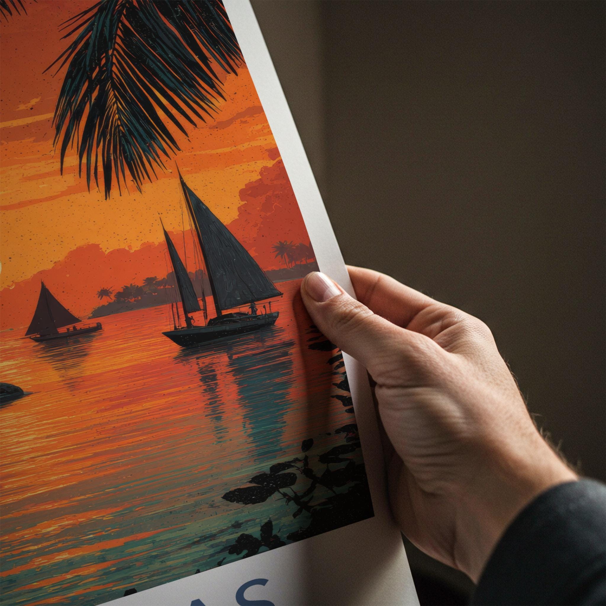 San Blas Poster - Panama Travel Art - Tropical Sunset Sail Wall Decor