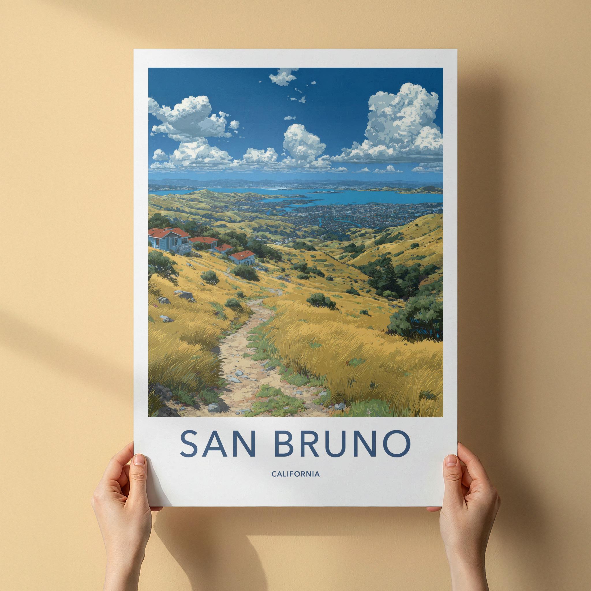 San Bruno Poster - California Art Print - Golden Hills Pathway Home Decor