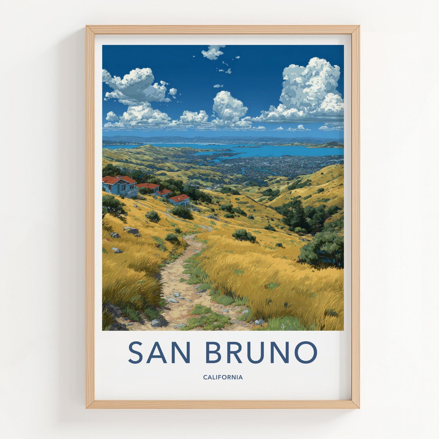 San Bruno Poster - California Art Print - Golden Hills Pathway Home Decor