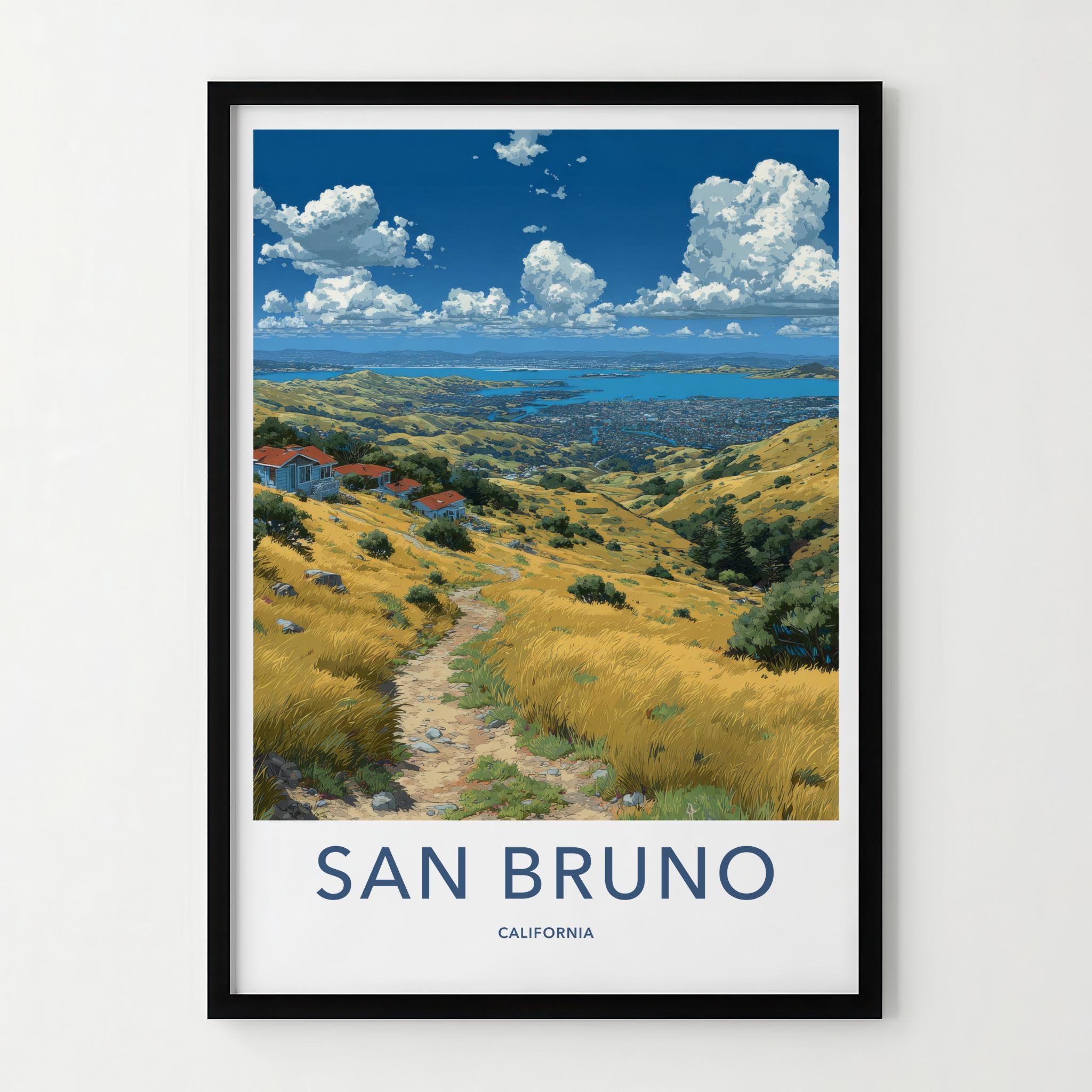 San Bruno Poster - California Art Print - Golden Hills Pathway Home Decor