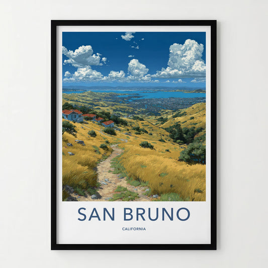 San Bruno Poster - California Art Print - Golden Hills Pathway Home Decor