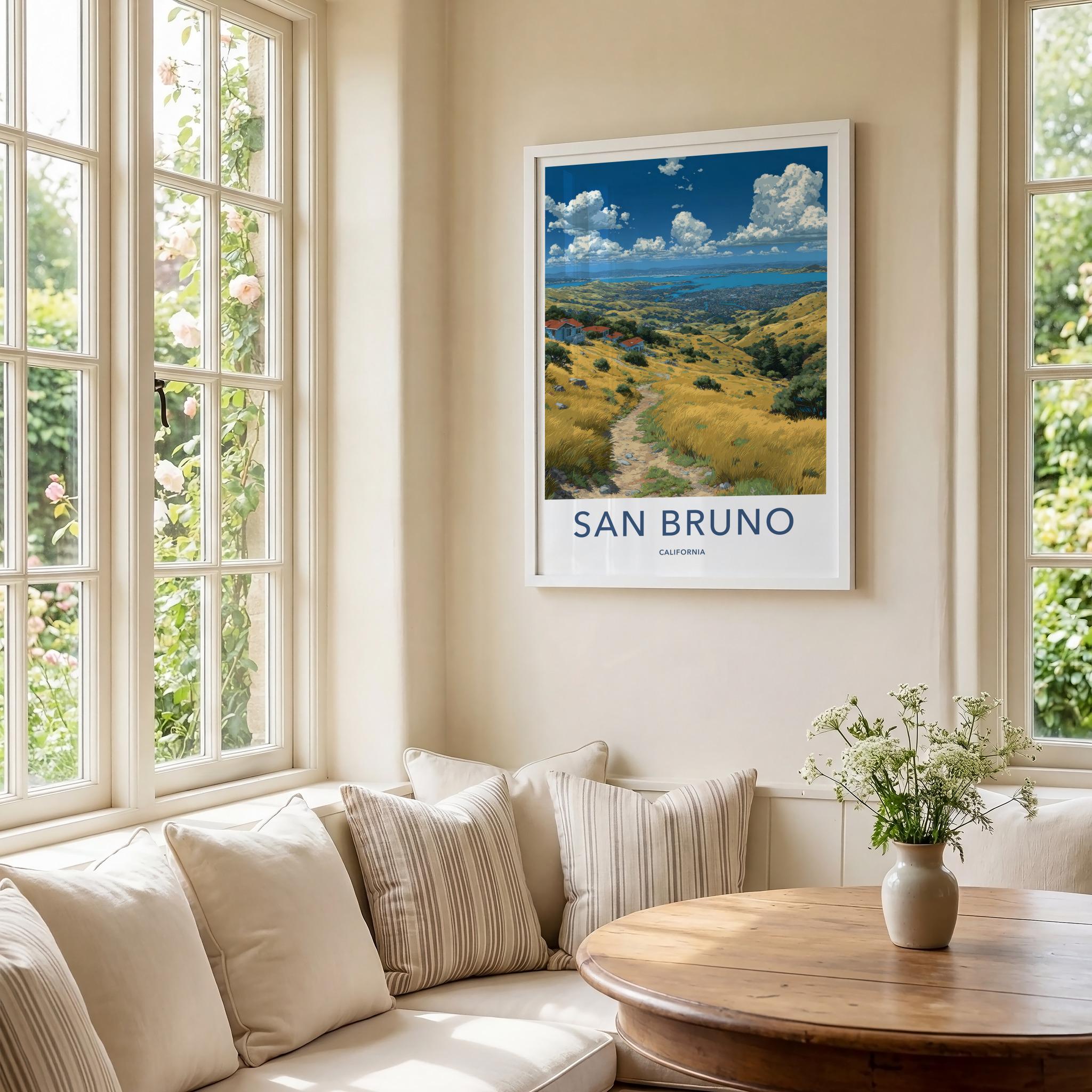 San Bruno Poster - California Art Print - Golden Hills Pathway Home Decor