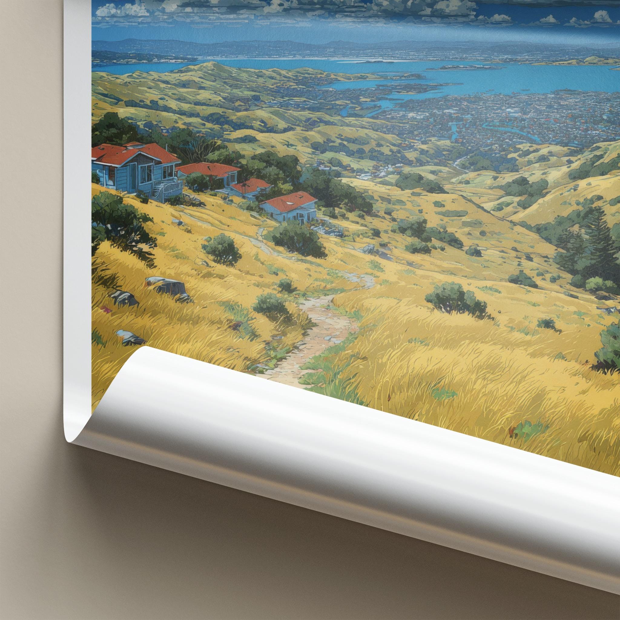San Bruno Poster - California Art Print - Golden Hills Pathway Home Decor