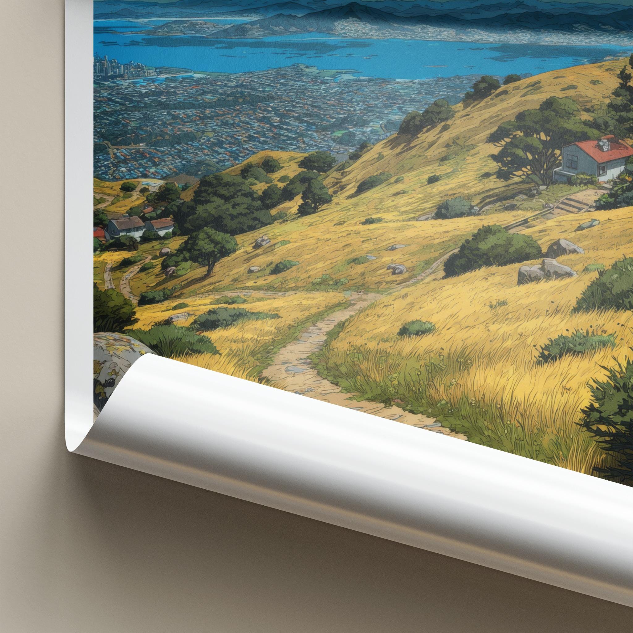 San Bruno Poster - California Travel Art - Golden Hills Bayview Home Decor