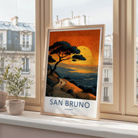 San Bruno Poster - California Travel Art - Sunset City View Home Decor