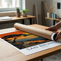 San Bruno Poster - California Travel Art - Sunset City View Home Decor