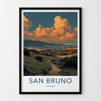 San Bruno Poster - California Wall Art - Path Golden Clouds Home Decor