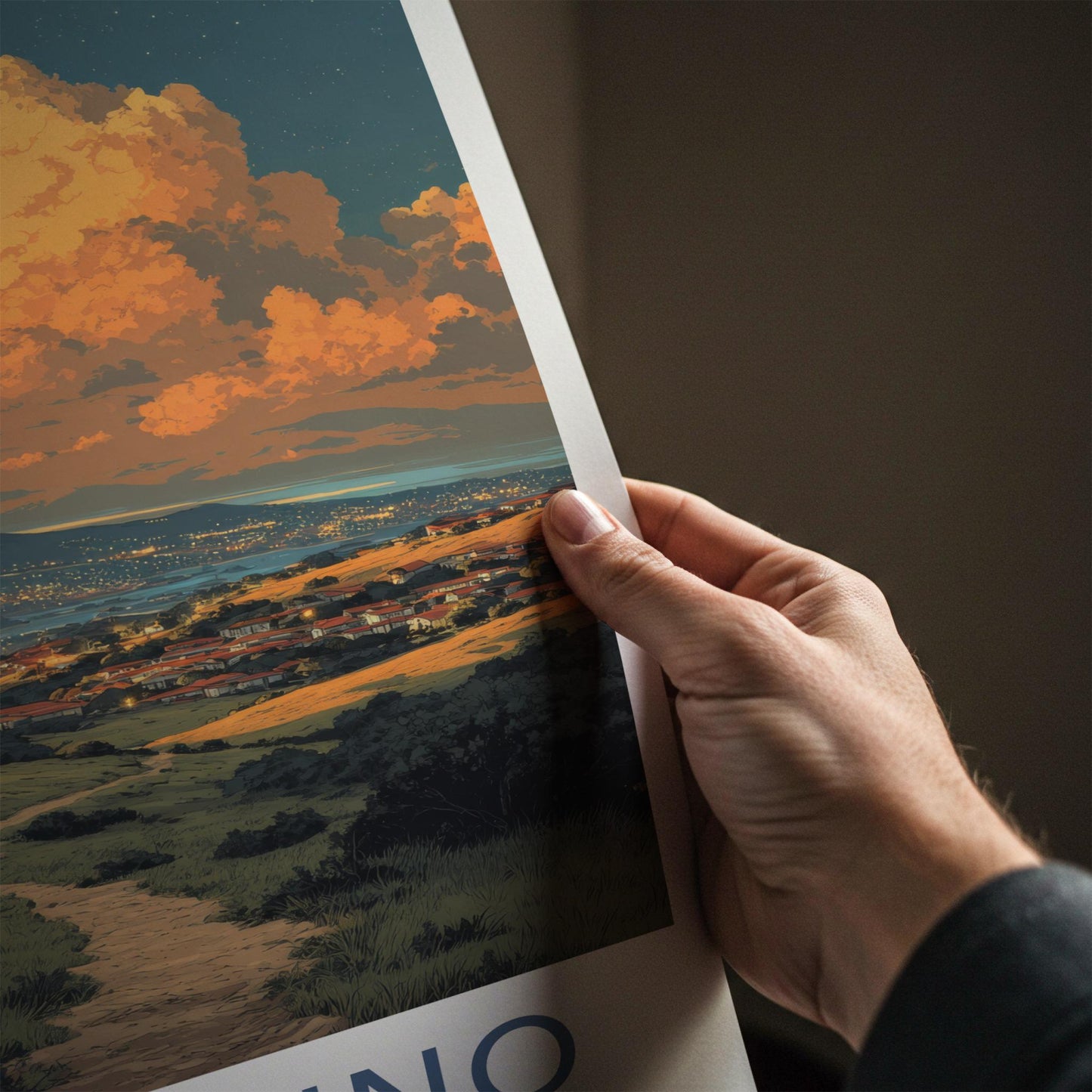 San Bruno Poster - California Wall Art - Path Golden Clouds Home Decor
