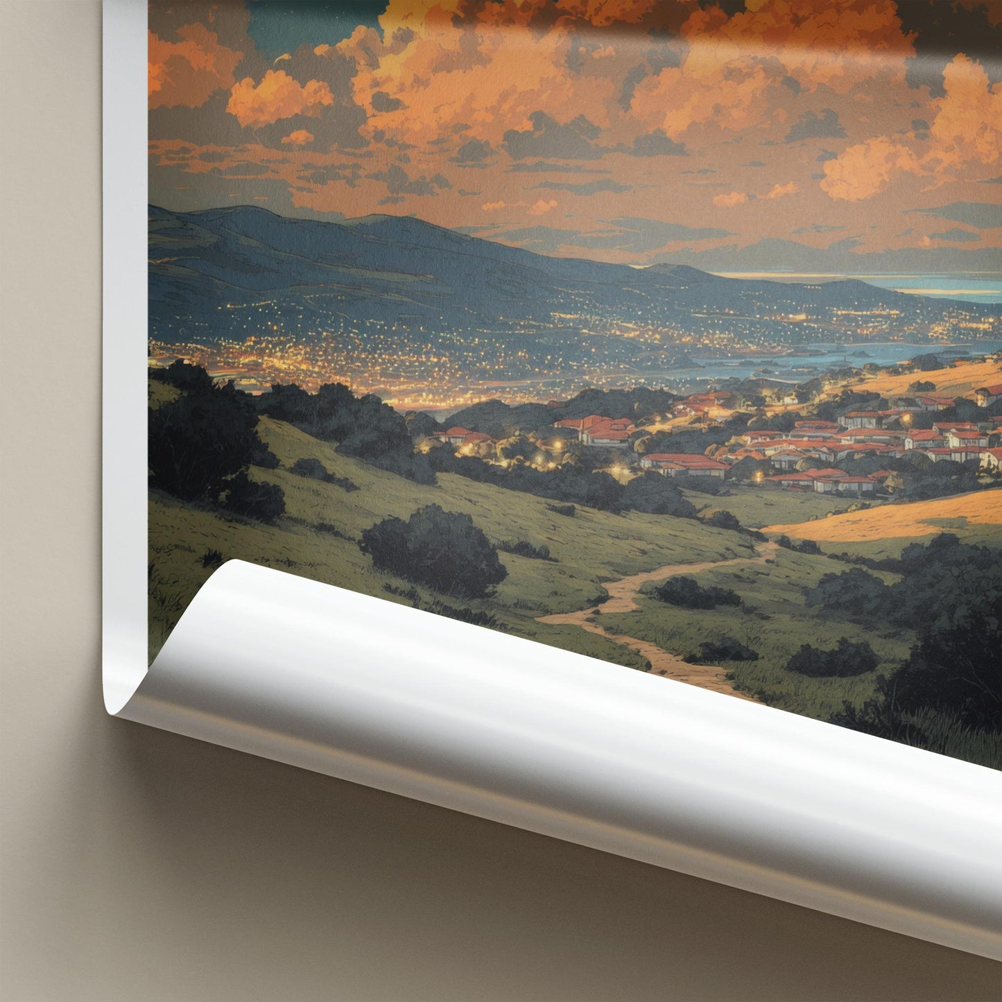 San Bruno Poster - California Wall Art - Path Golden Clouds Home Decor