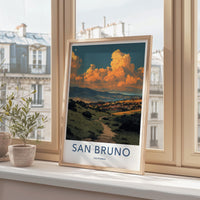 San Bruno Poster - California Wall Art - Path Golden Clouds Home Decor