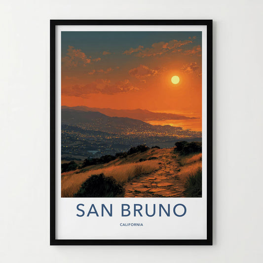 San Bruno Poster - California Wall Art - Pathway City Lights Home Decor