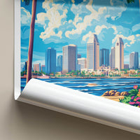 San Diego Poster - California Art Print - Skyline Ocean Beach Home Decor