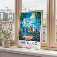 San Diego Poster - California Art Print - Skyline Ocean Beach Home Decor