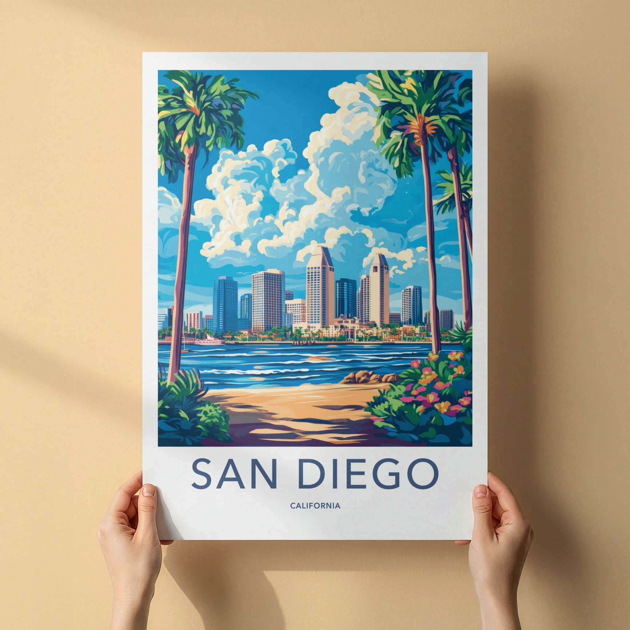 San Diego Poster - California Art Print - Skyline Ocean Beach Home Decor