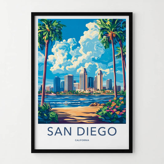 San Diego Poster - California Art Print - Skyline Ocean Beach Home Decor