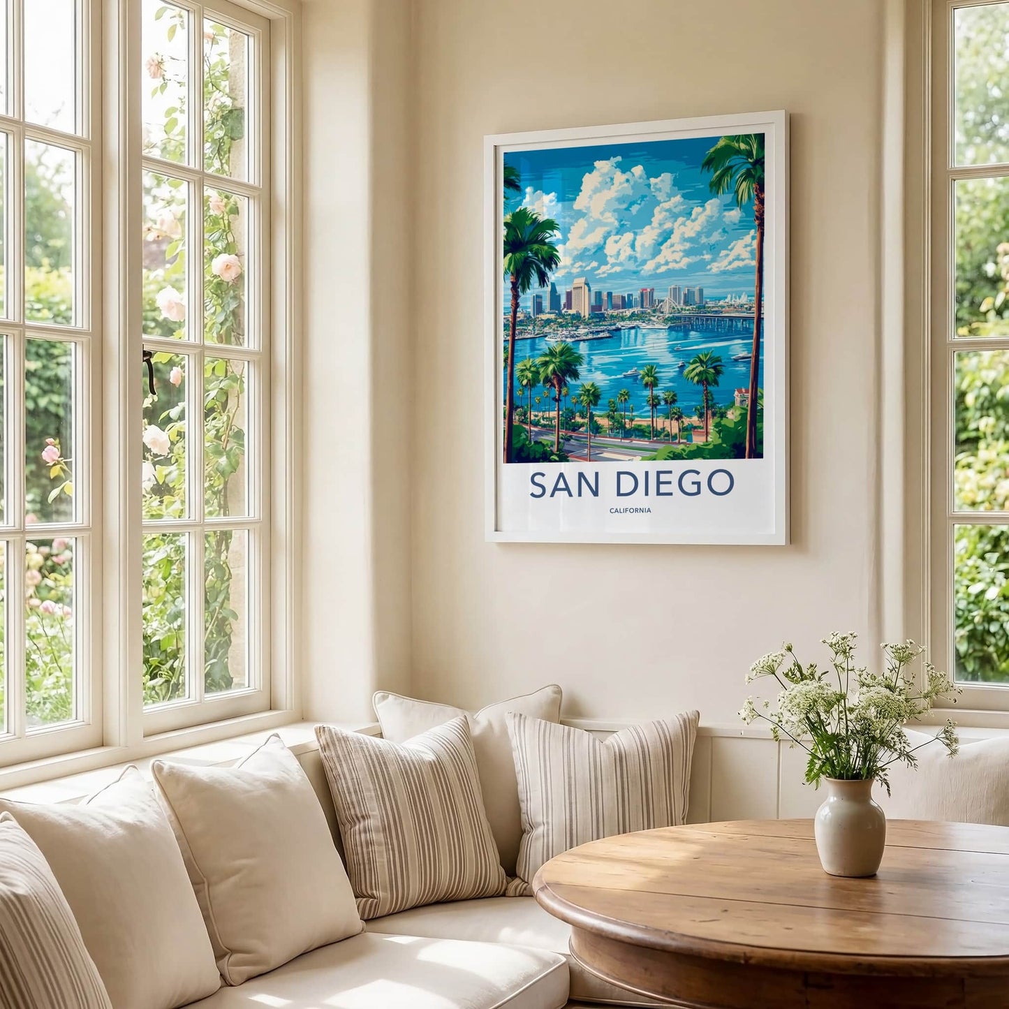 San Diego Poster - California Travel Art - Bay City Skyline Home Decor