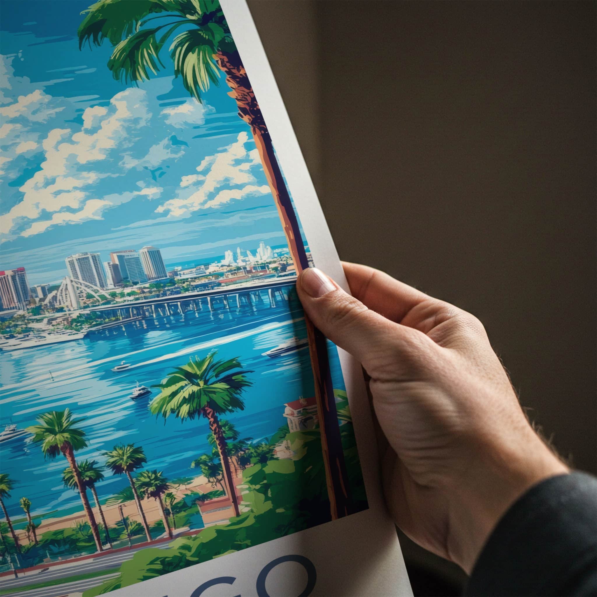 San Diego Poster - California Travel Art - Bay City Skyline Home Decor