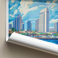 San Diego Poster - California Travel Art - Bayfront Cityscape Day Home Decor