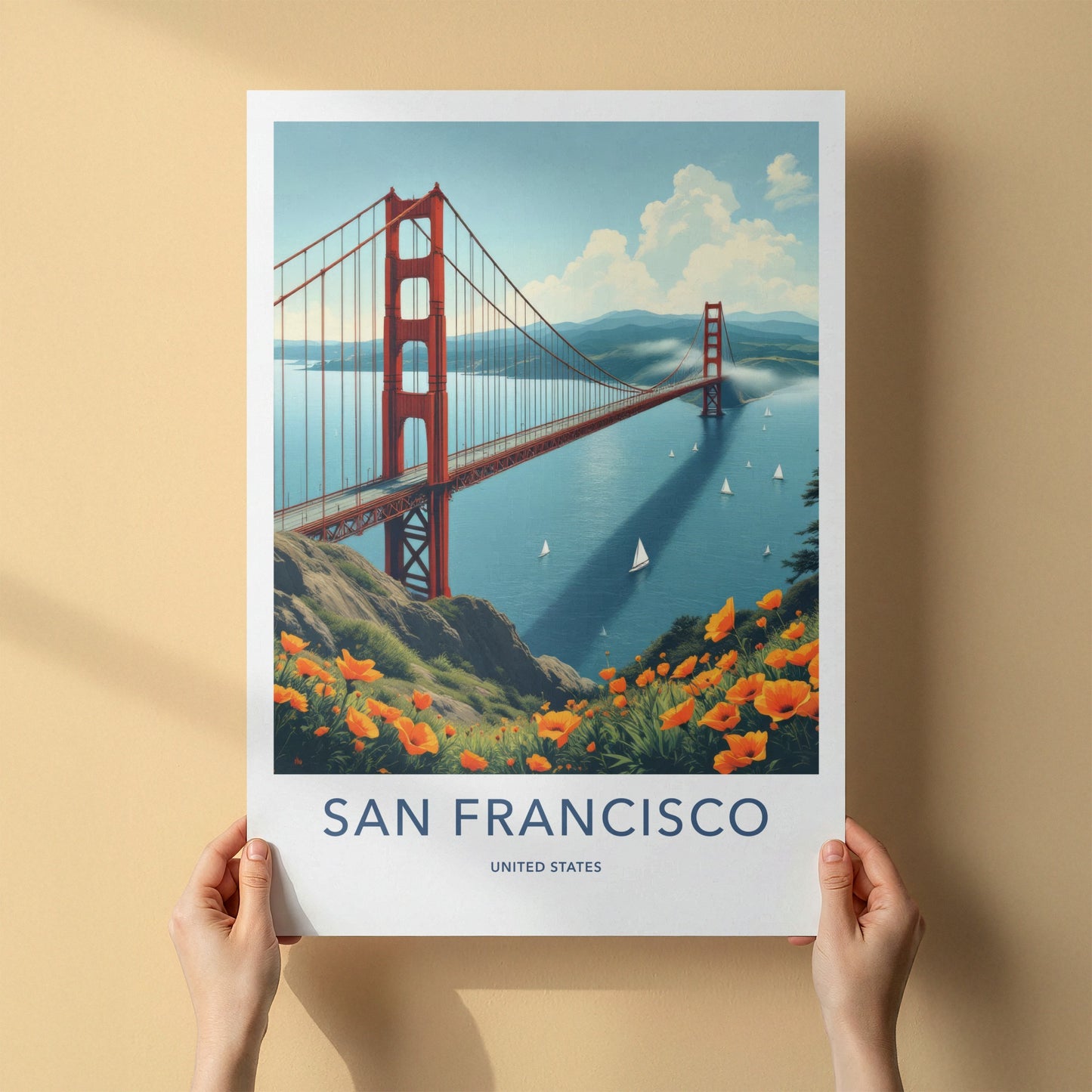 San Francisco Poster - California Travel Art - Golden Gate Bridge Home Decor