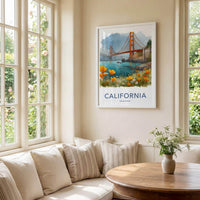 San Francisco Poster - California Travel Art - Golden Gate Poppies Home Decor