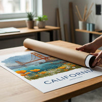 San Francisco Poster - California Travel Art - Golden Gate Poppies Home Decor