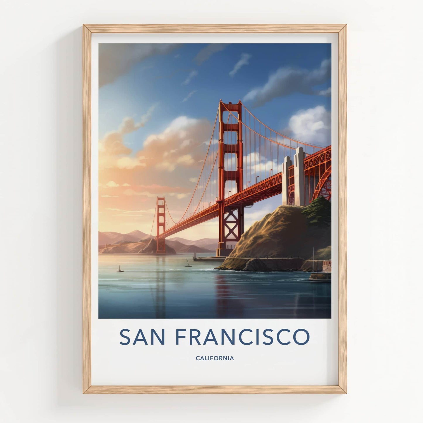 San Francisco Poster - California Travel Art - Iconic Bridge Panorama Wall Decor