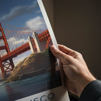 San Francisco Poster - California Travel Art - Iconic Bridge Panorama Wall Decor