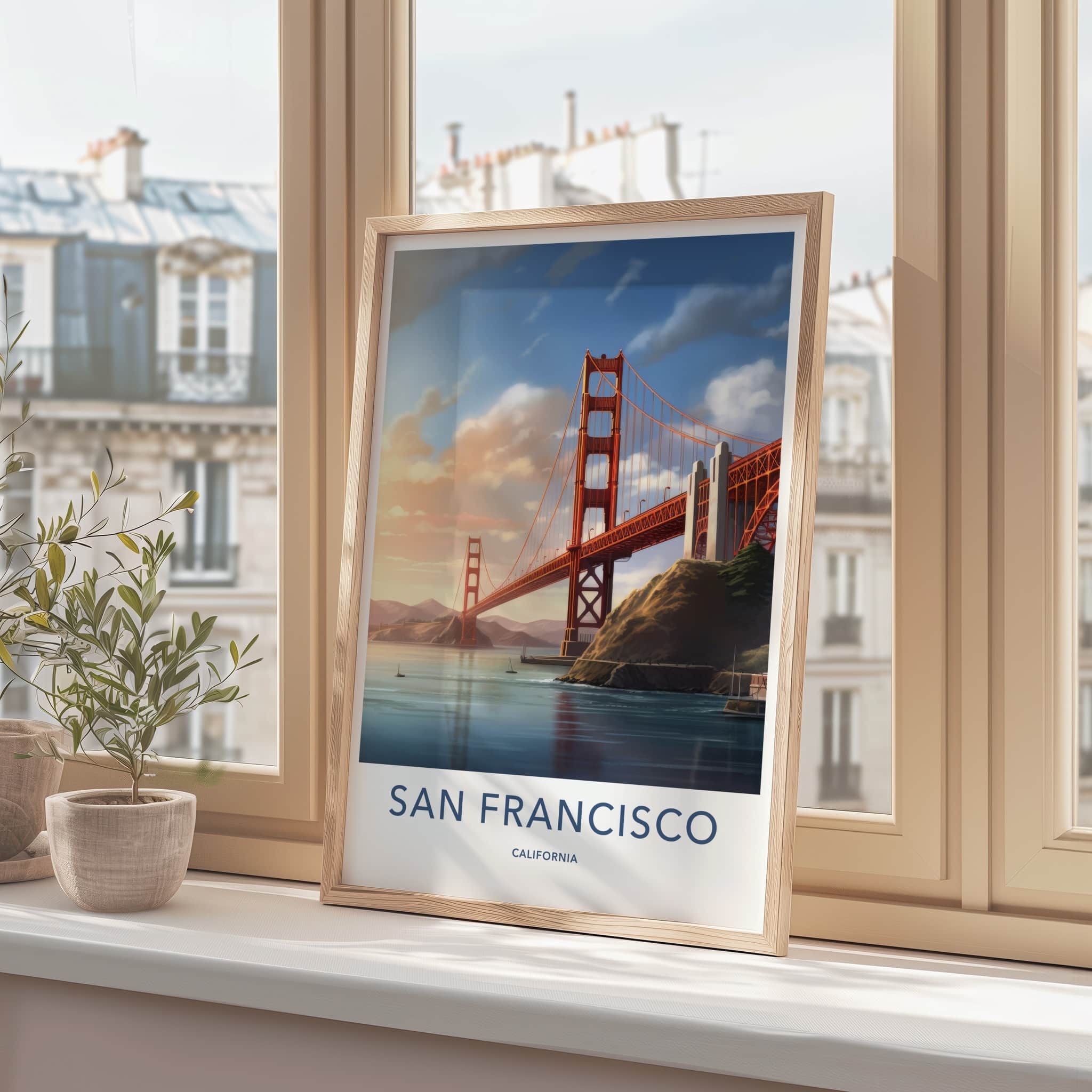 San Francisco Poster - California Travel Art - Iconic Bridge Panorama Wall Decor