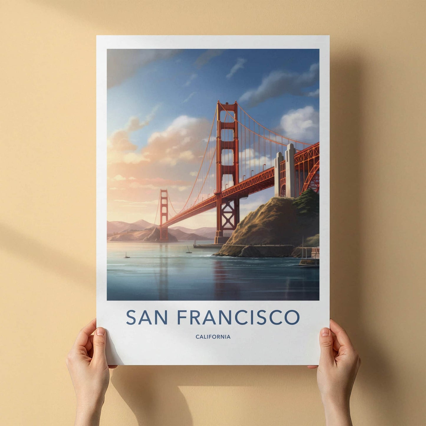 San Francisco Poster - California Travel Art - Iconic Bridge Panorama Wall Decor