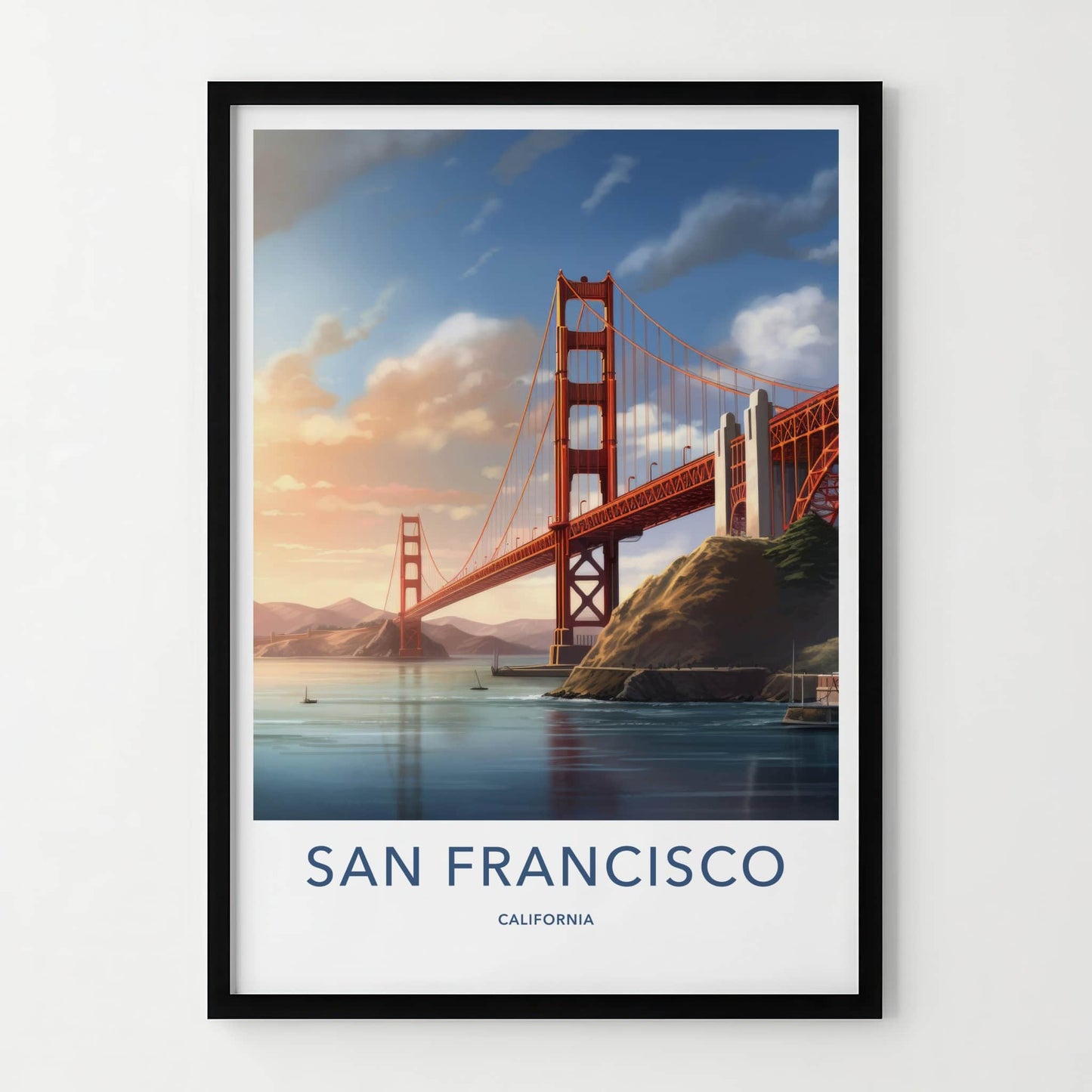 San Francisco Poster - California Travel Art - Iconic Bridge Panorama Wall Decor