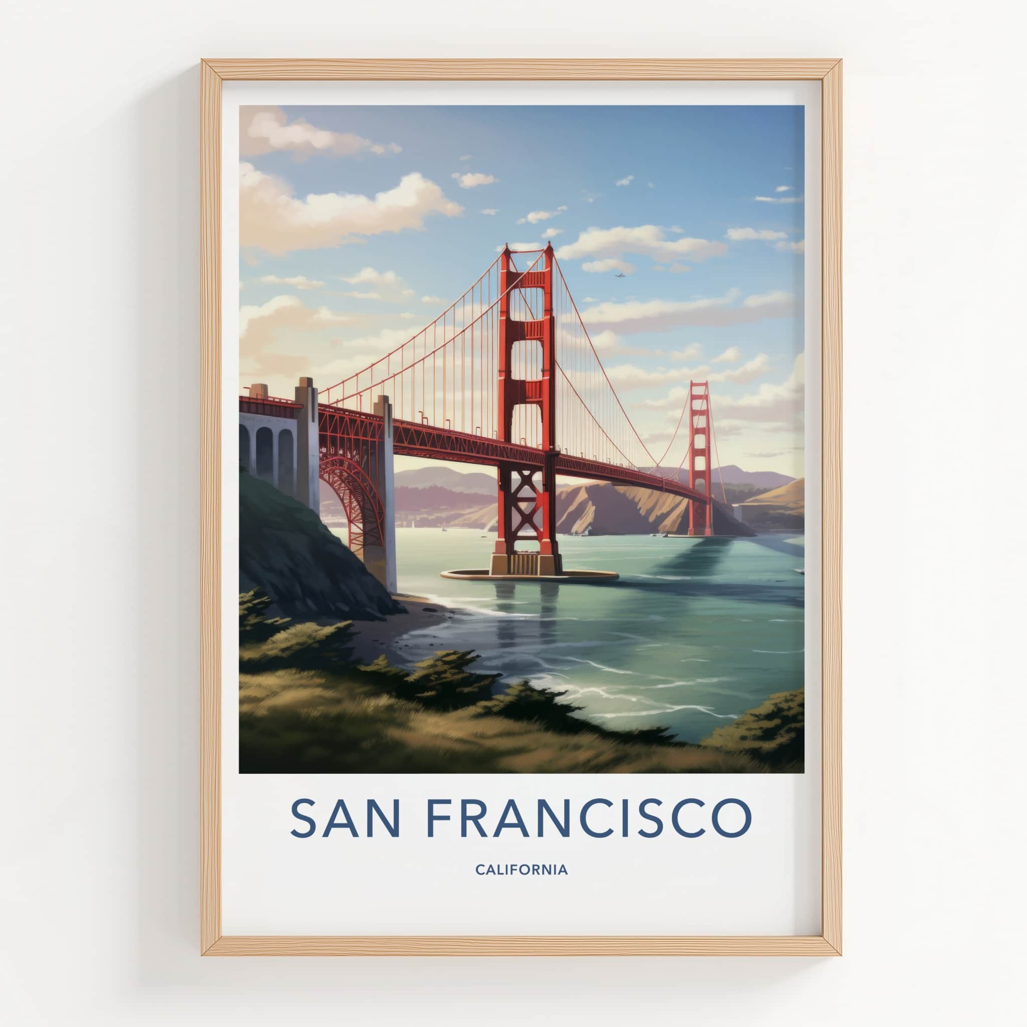 San Francisco Poster - California Travel Art - Red Bridge Bay Home Decor