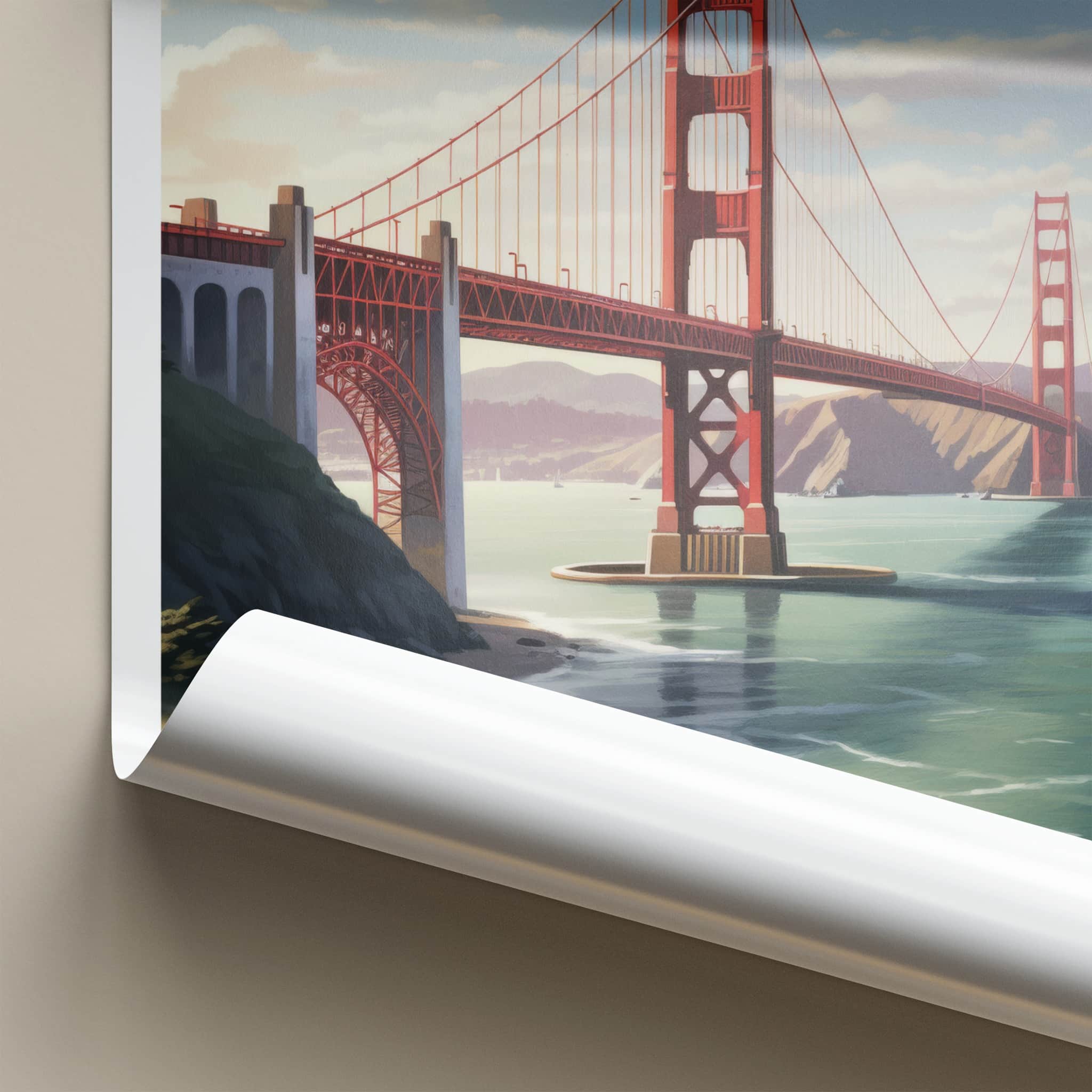 San Francisco Poster - California Travel Art - Red Bridge Bay Home Decor