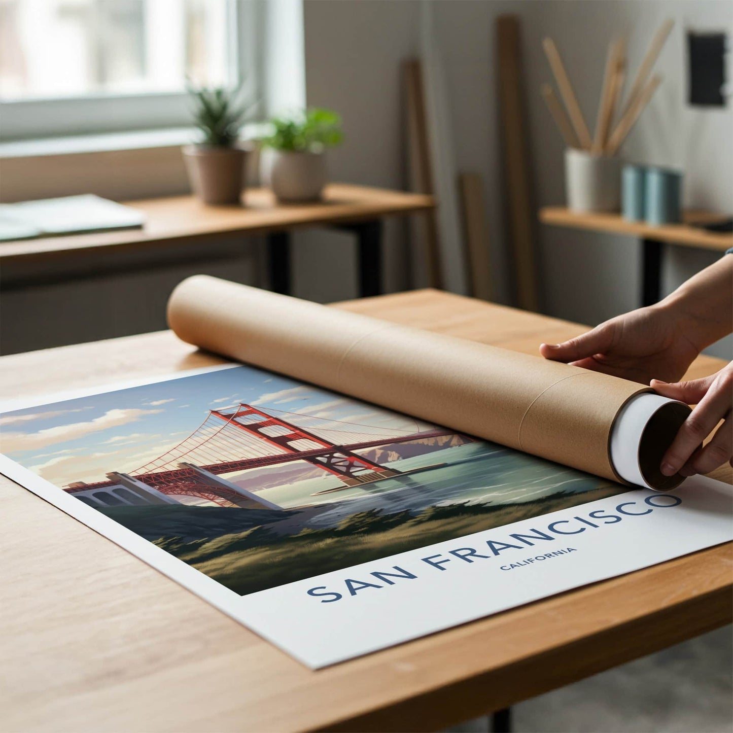 San Francisco Poster - California Travel Art - Red Bridge Bay Home Decor