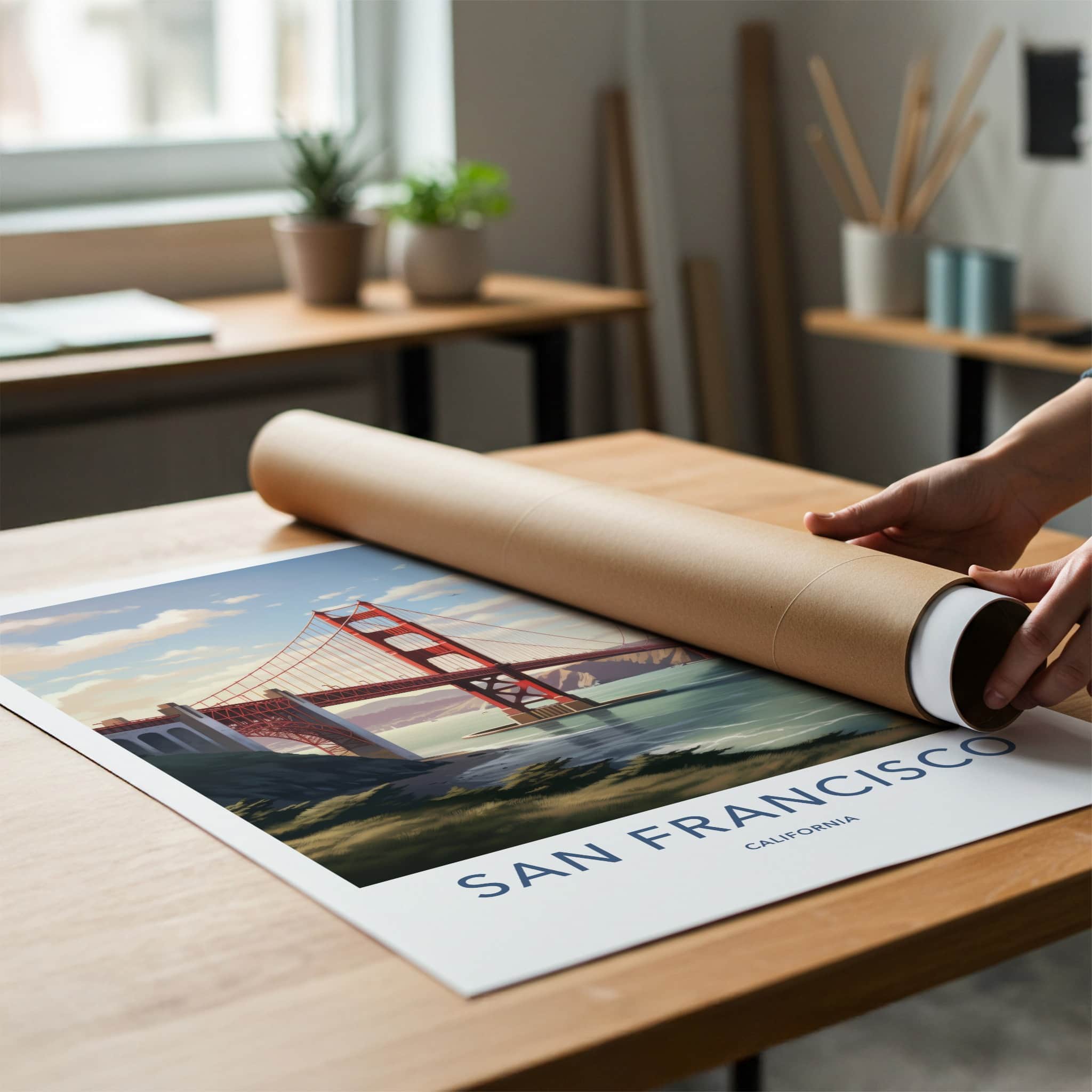 San Francisco Poster - California Travel Art - Red Bridge Bay Home Decor