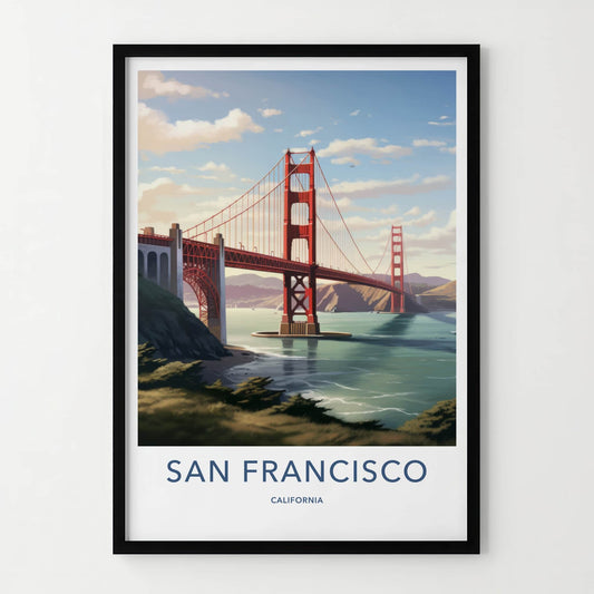 San Francisco Poster - California Travel Art - Red Bridge Bay Home Decor