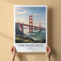 San Francisco Poster - California Travel Art - Red Bridge Bay Home Decor