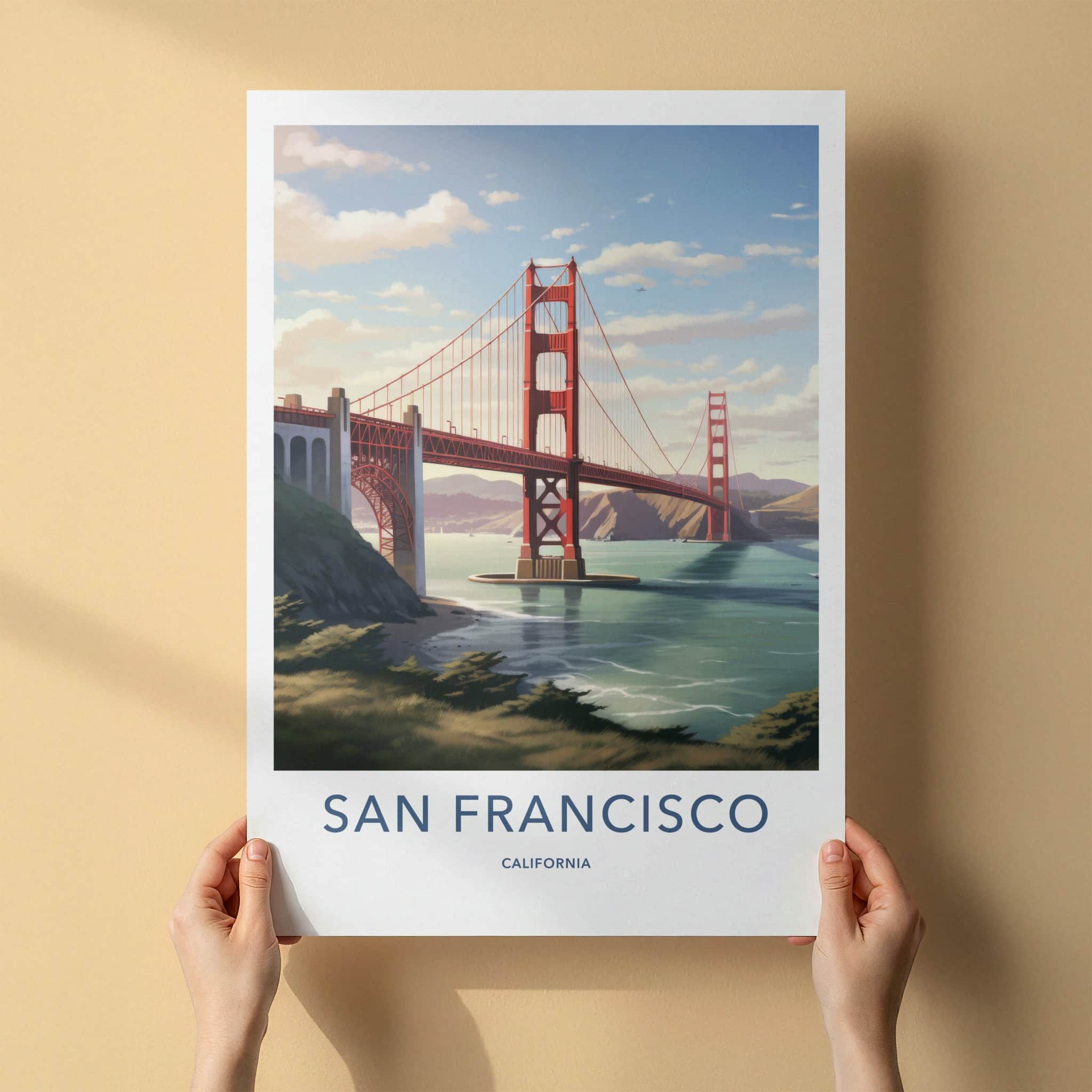 San Francisco Poster - California Travel Art - Red Bridge Bay Home Decor