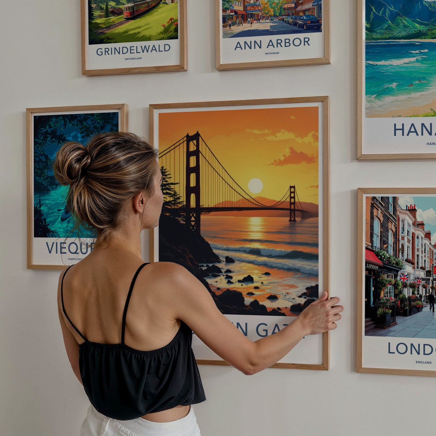 San Francisco Poster - California Travel Art - Vibrant Sunset Bridge Wall Decor