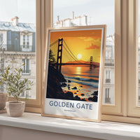 San Francisco Poster - California Travel Art - Vibrant Sunset Bridge Wall Decor