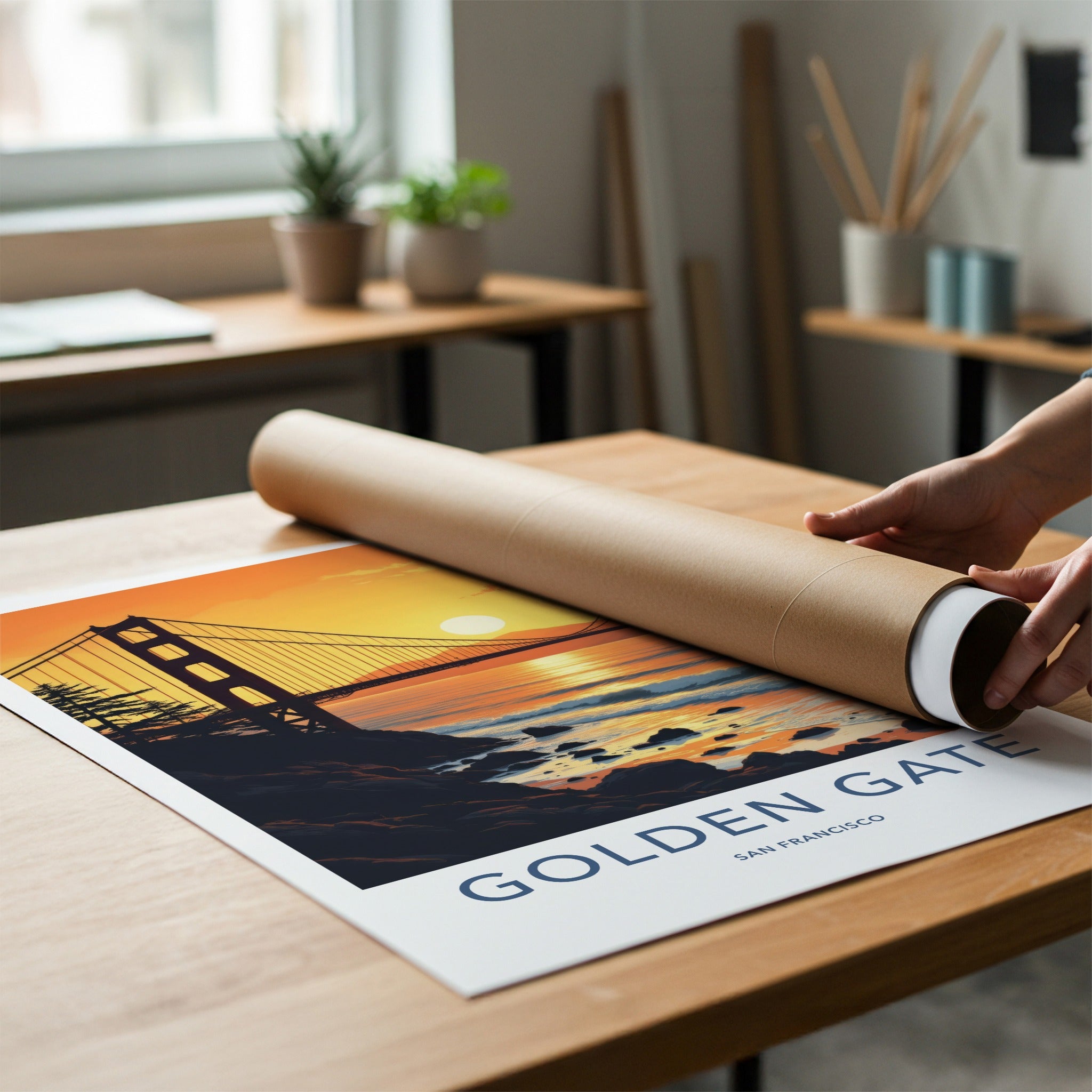 San Francisco Poster - California Travel Art - Vibrant Sunset Bridge Wall Decor