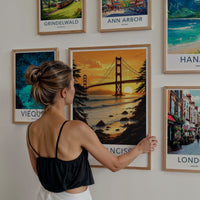San Francisco Poster - California Travel Print - Golden Gate Sunset Home Decor