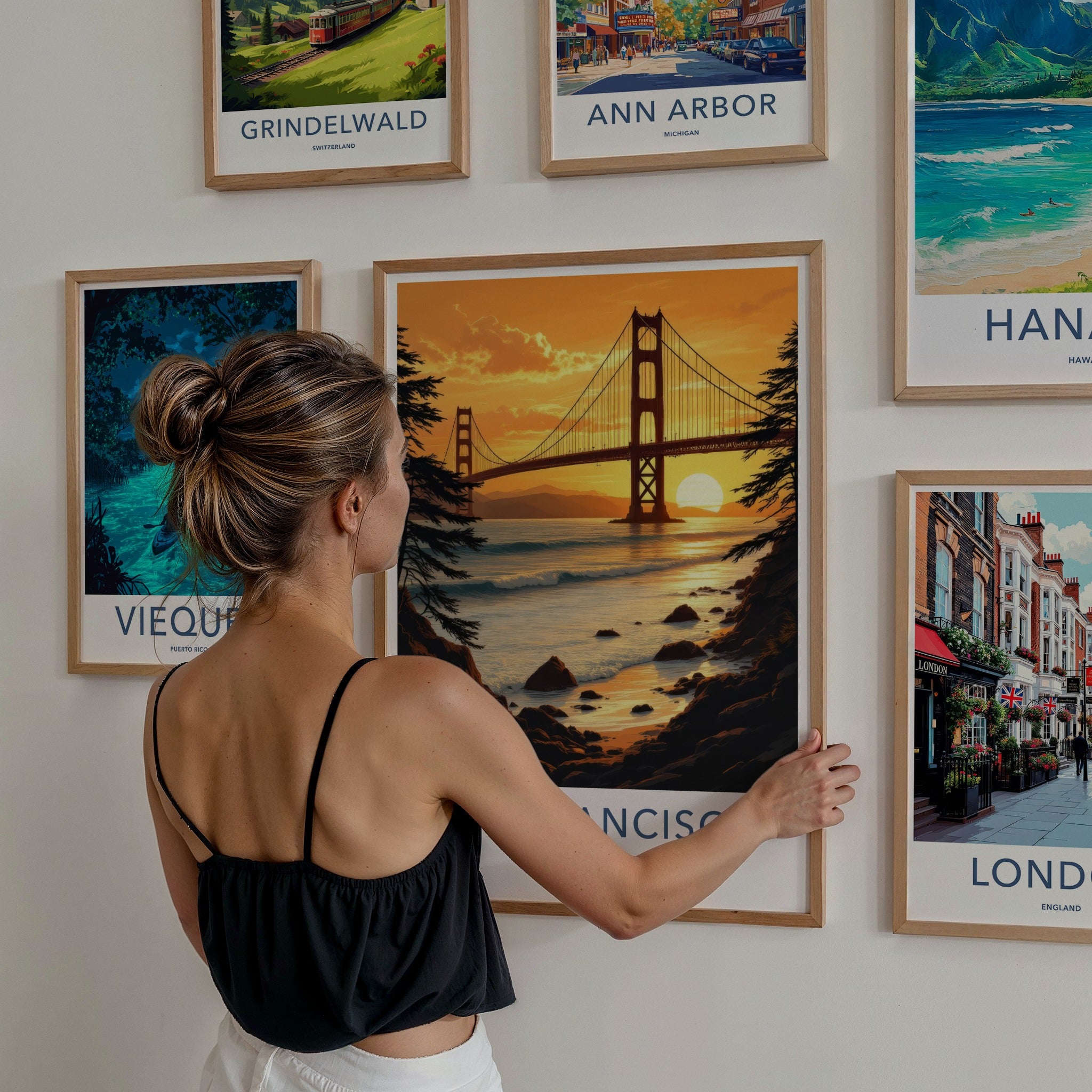 San Francisco Poster - California Travel Print - Golden Gate Sunset Home Decor