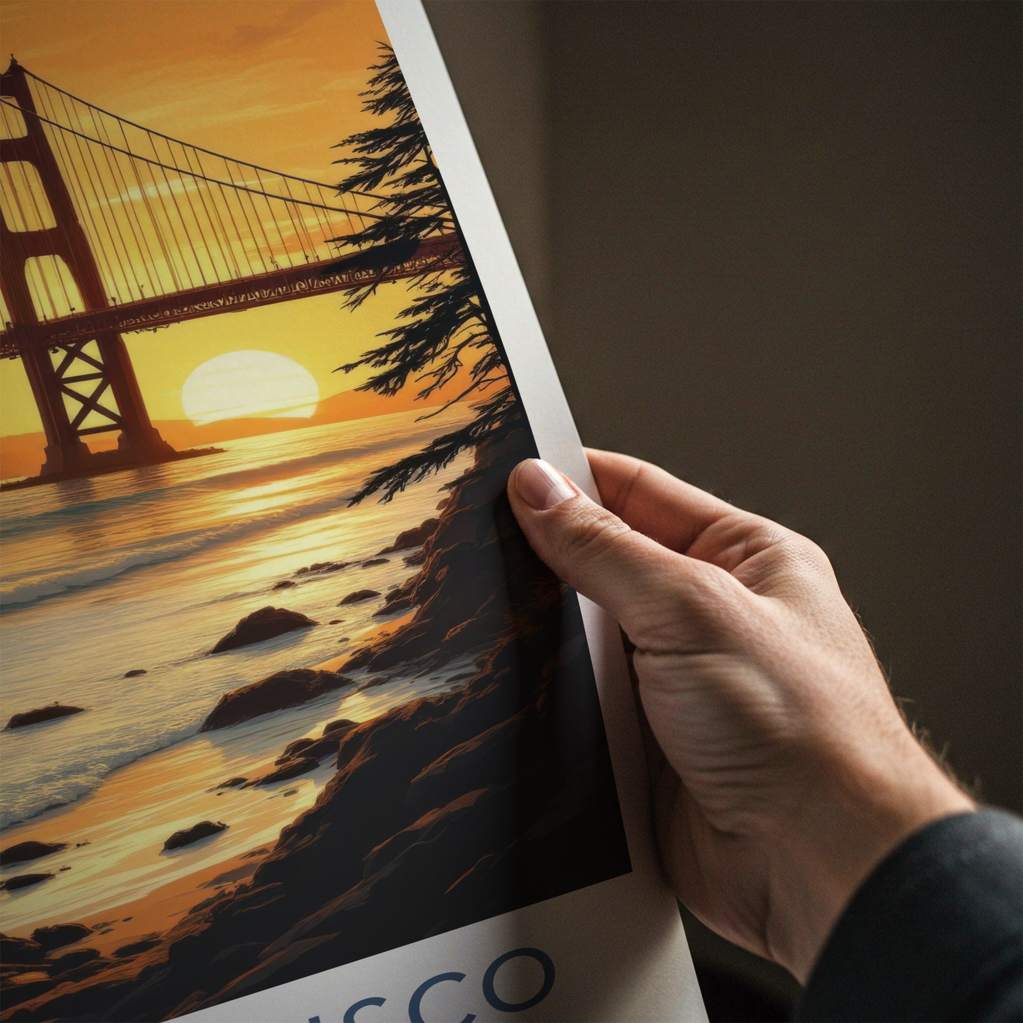 San Francisco Poster - California Travel Print - Golden Gate Sunset Home Decor