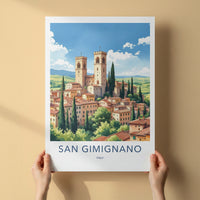 San Gimignano Poster - Italy Travel Art - Tuscan Village Towers Home Decor