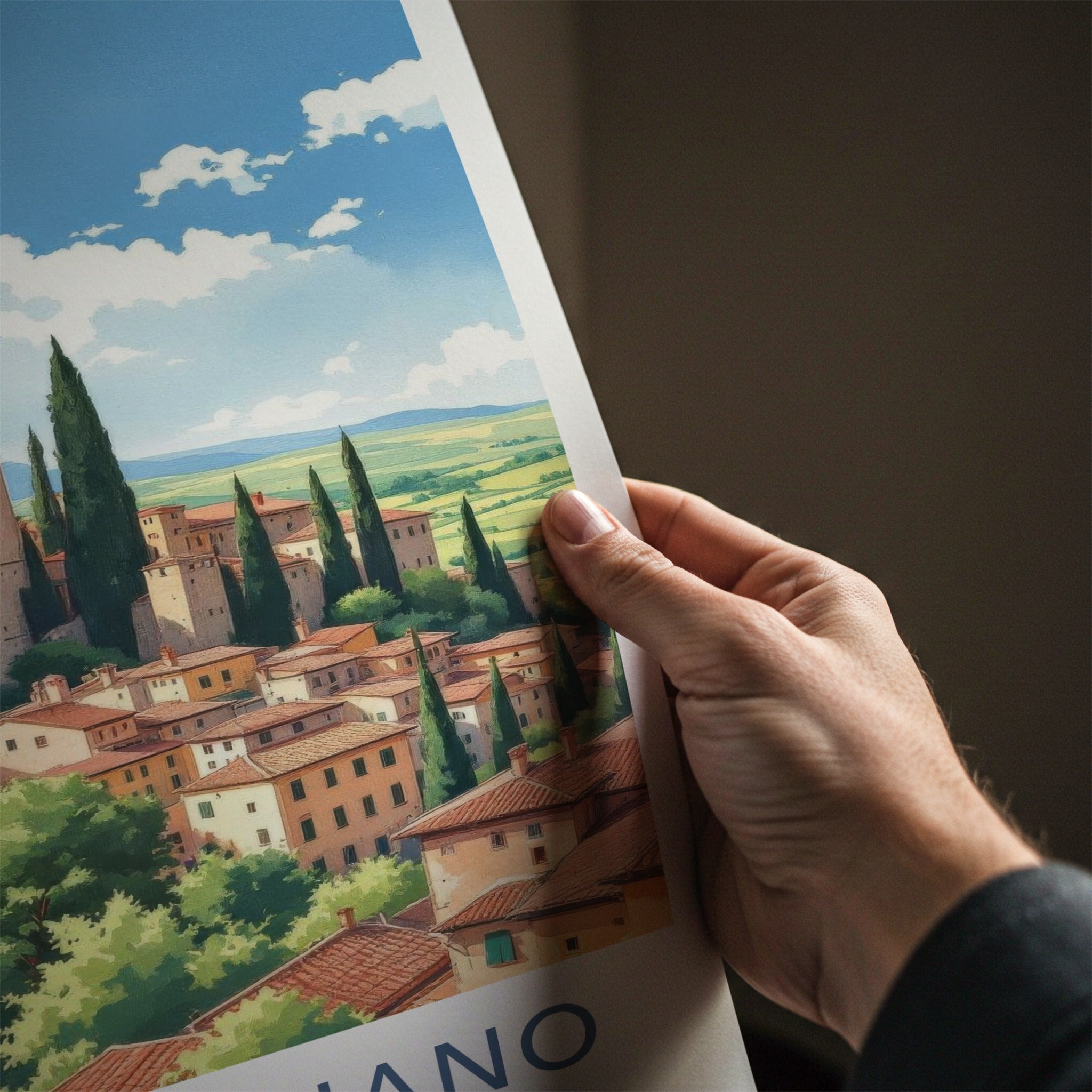 San Gimignano Poster - Italy Travel Art - Tuscan Village Towers Home Decor